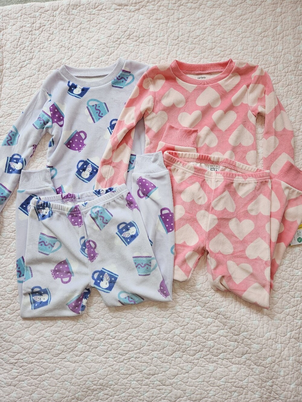 NWT Bundle 2 Carter's Girls Microfleece Long Sleeve Pajamas 5T 5 Toddler Fleece